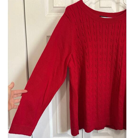 Talbots NWT Red Cable Knit Crewneck Sweater Classic Pullover Plus Size 2XP - Picture 3 of 9